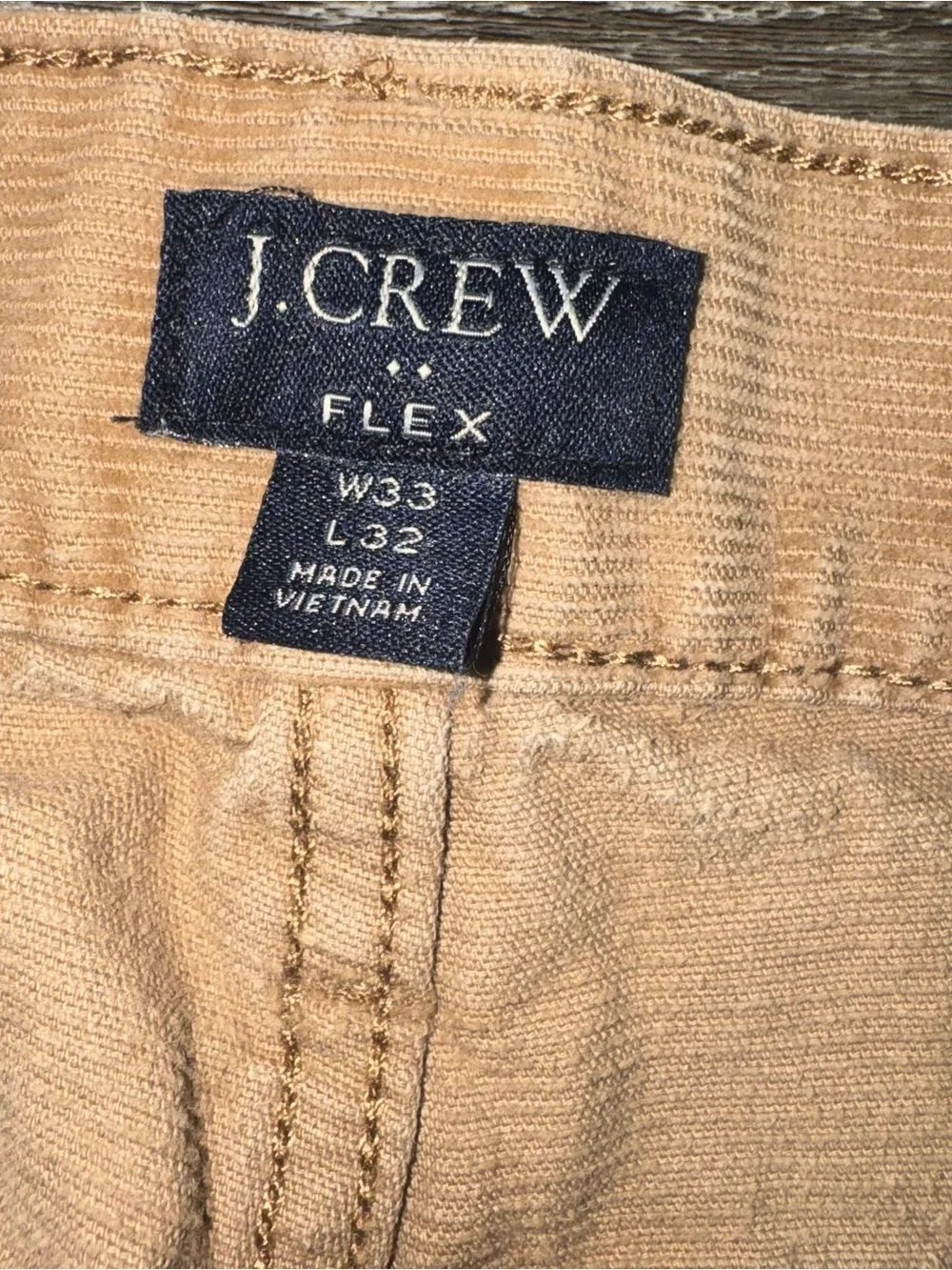J. Crew Men’s Slim Fit Flex Corduroy Pants Tan 33x32 Classic Prep